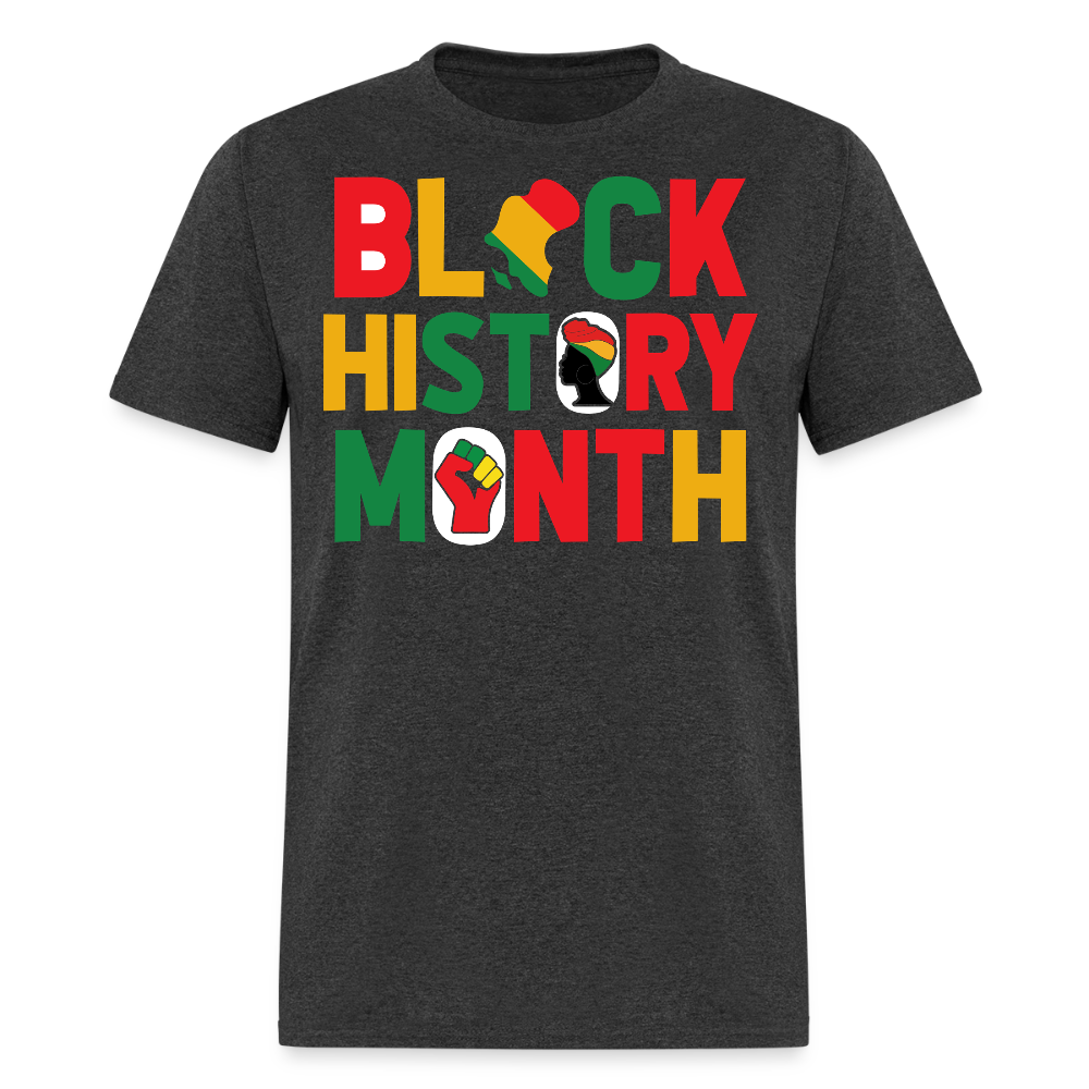 Pan-African Black History Month Raised Fist African Pride T-shirt - heather black