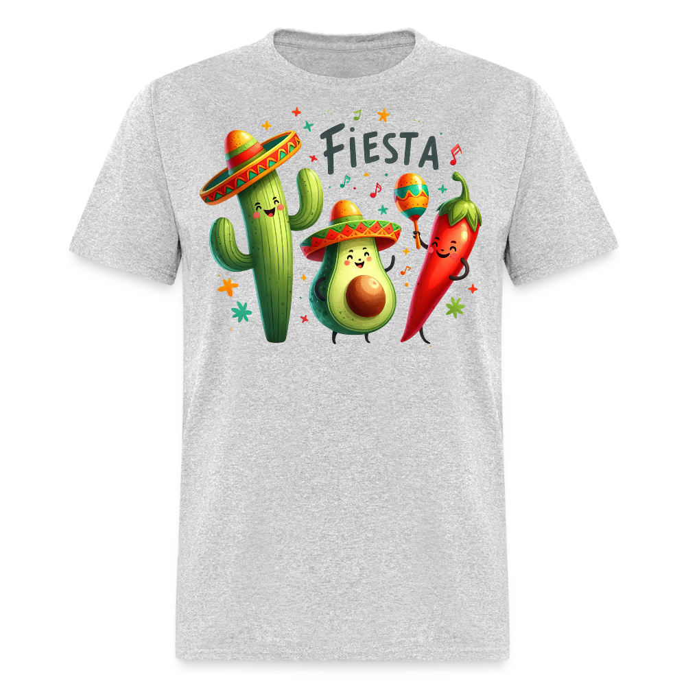 Cinco De Mayo Cartoon Design Tee Cute Avocado And Cactus Fiesta T-shirt - heather gray