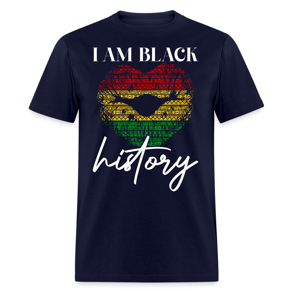 African American Pride Lip Print Cultural Pride T-shirt - navy