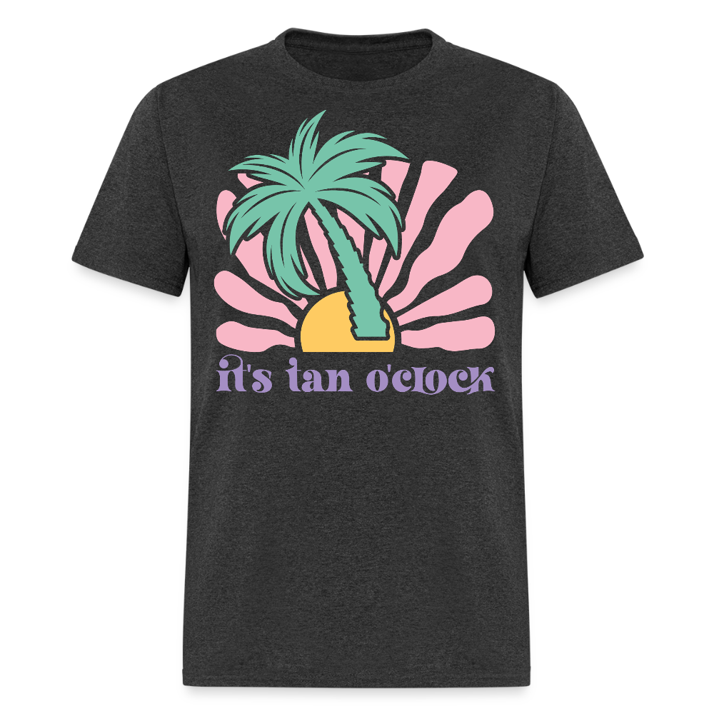 It's Tan O'Clock Tee Vintage Palm Tree Vacation T-shirt - heather black