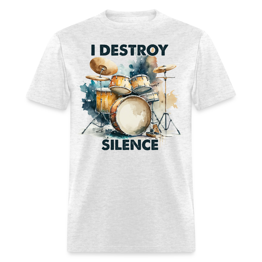 I Destroy Silence Drum Kit T-shirt - light heather gray