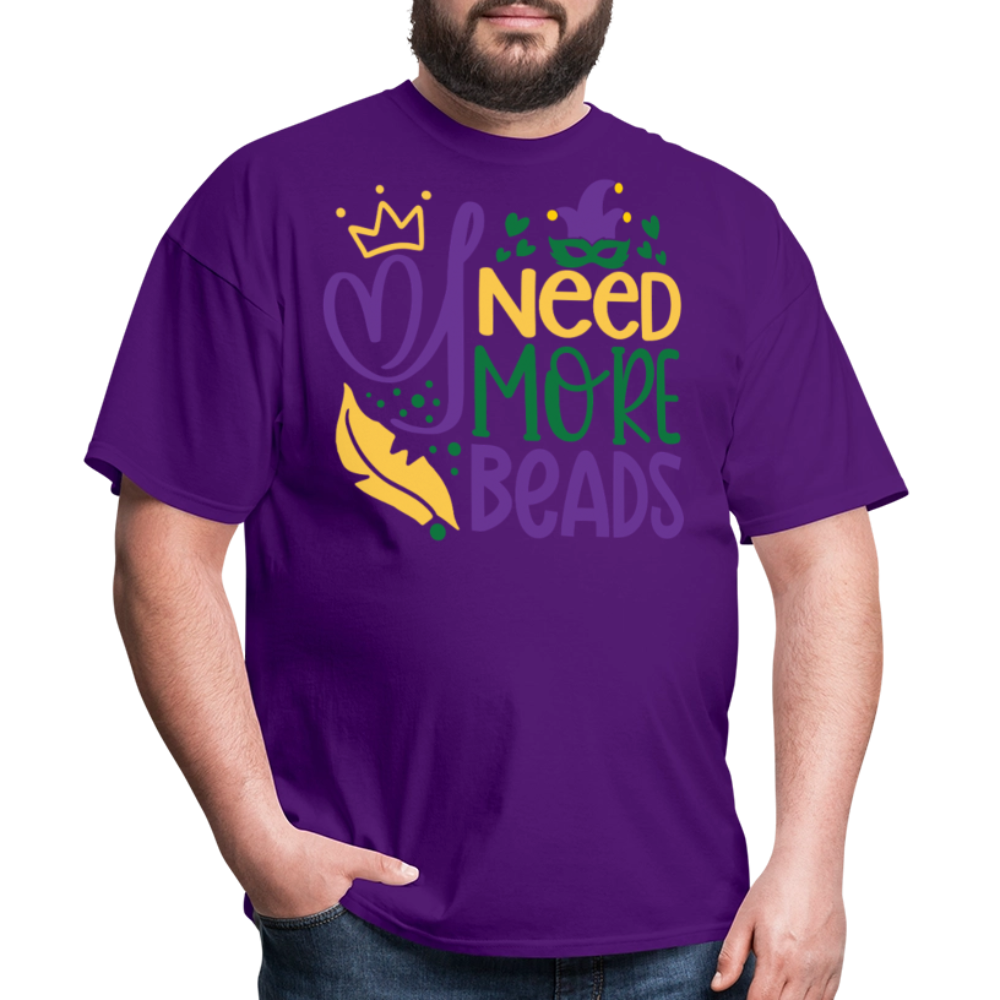 Funny Mardi Gras Beads Tee I Need More Beads Festival T-shirt - purple