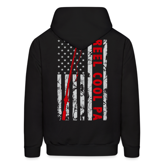 Reel Cool Pa Rustic American Flag Fishing Hoodie - black