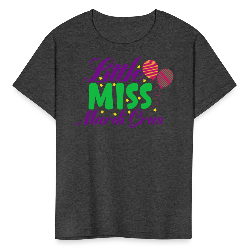 Kids' Mardi Gras Party Tee Little Miss Mardi Gras T-shirt - heather black