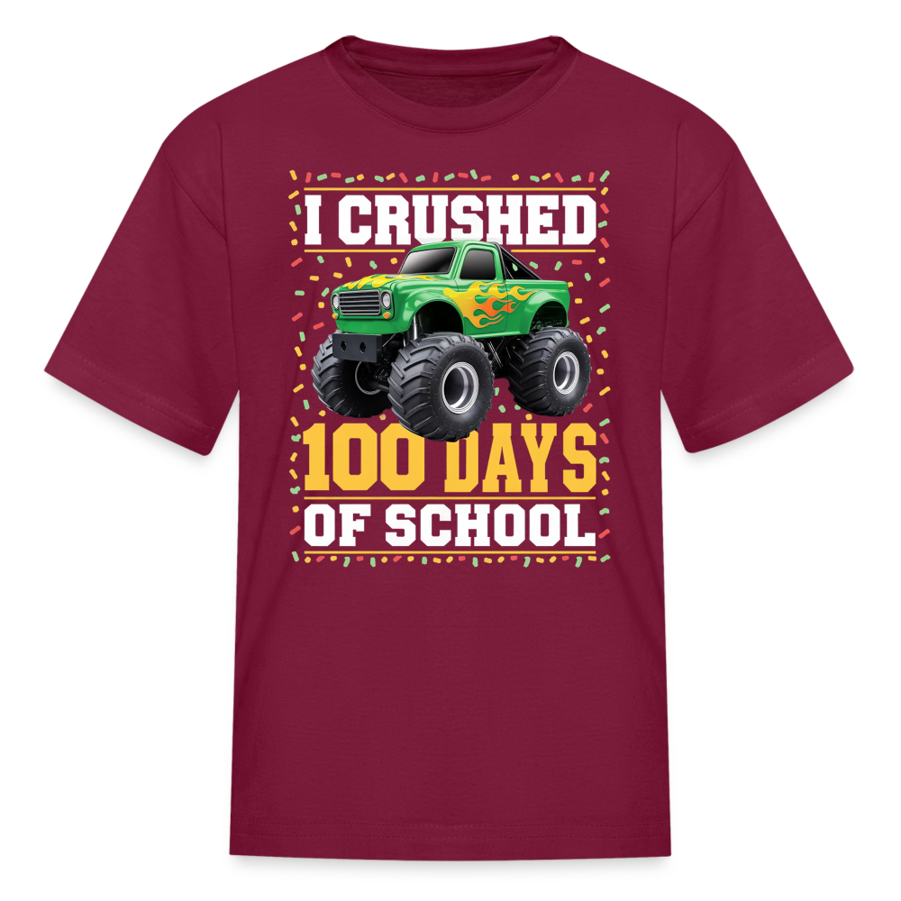 100 Days Of School Monster Truck Tee Kids 100th Day Of School T-shirt - burgundy