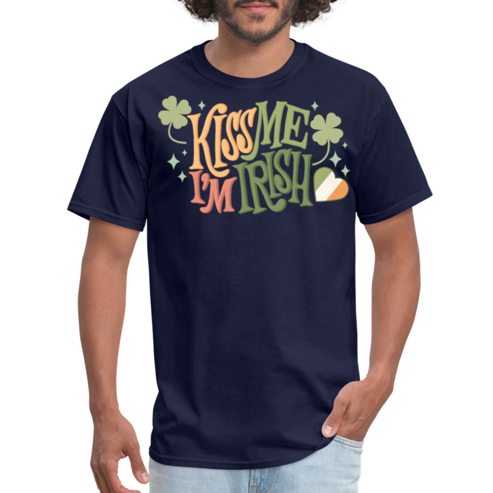 Vintage-style Kiss Me I’m Irish T-shirt - navy