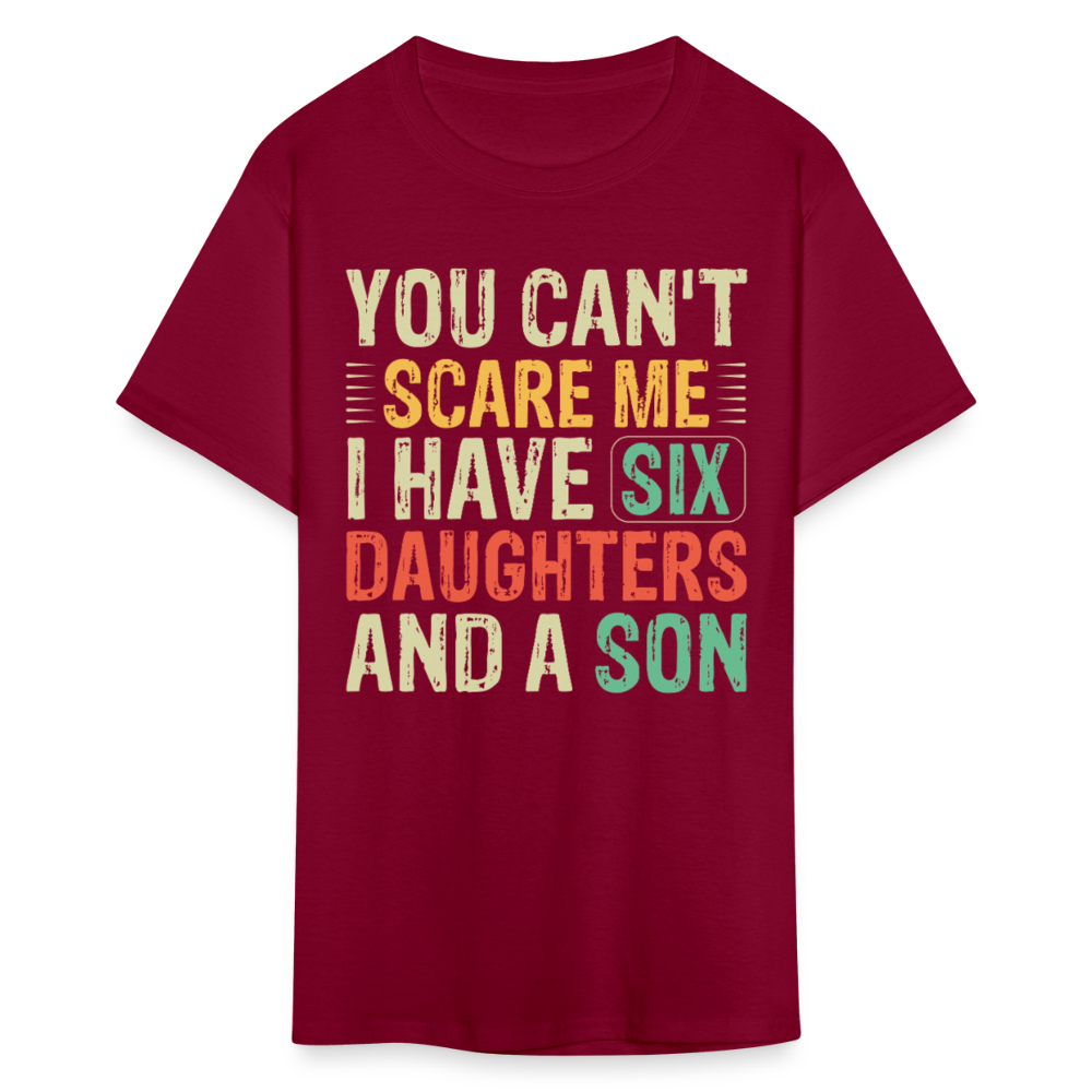 Gifts For Parents With Six Daughters And A Son Fathers Day T-shirt - burgundy