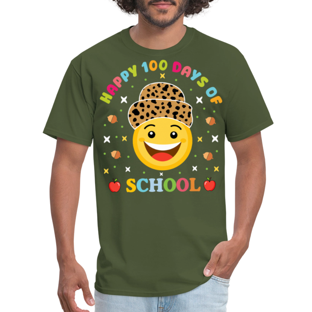 Leopard Print 100 Days Of School Shirt For Teachers Unisex T-Shirt - military green