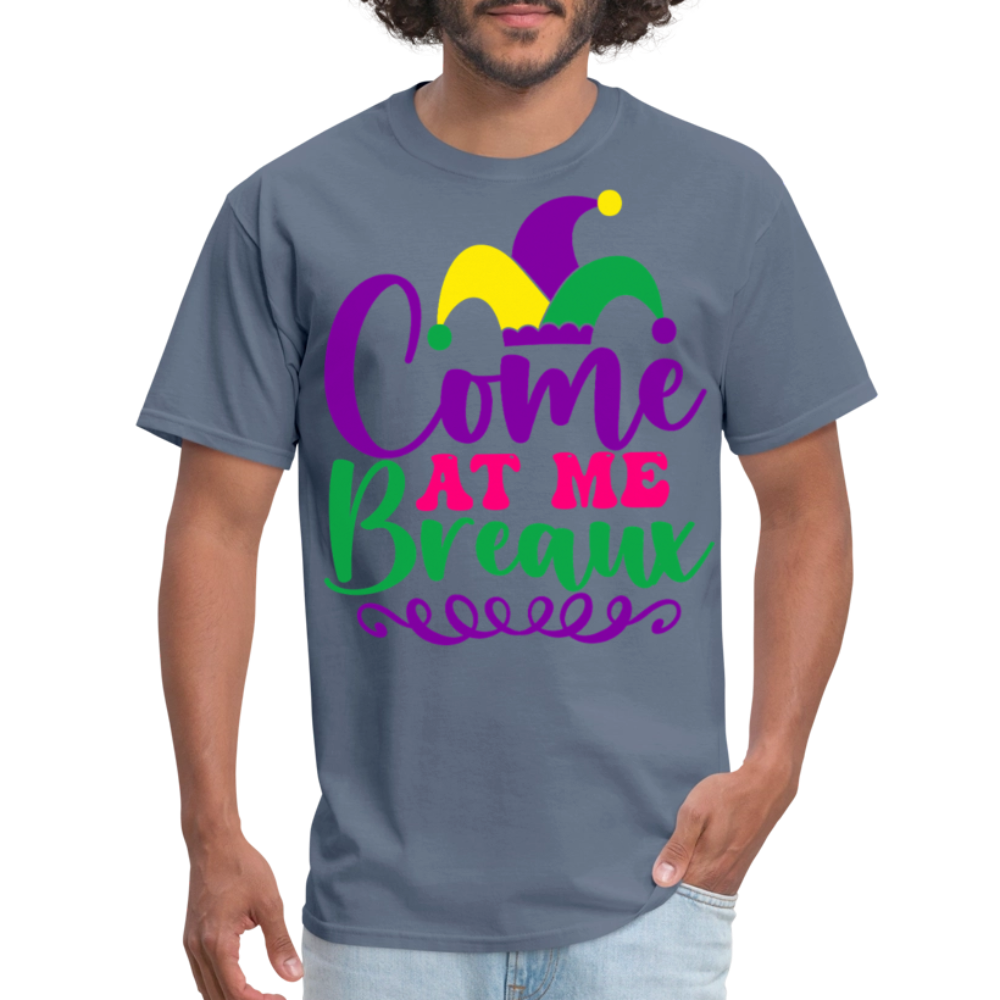 Mardi Gras Jester Hat Tee Come at me Breaux T-shirt - denim