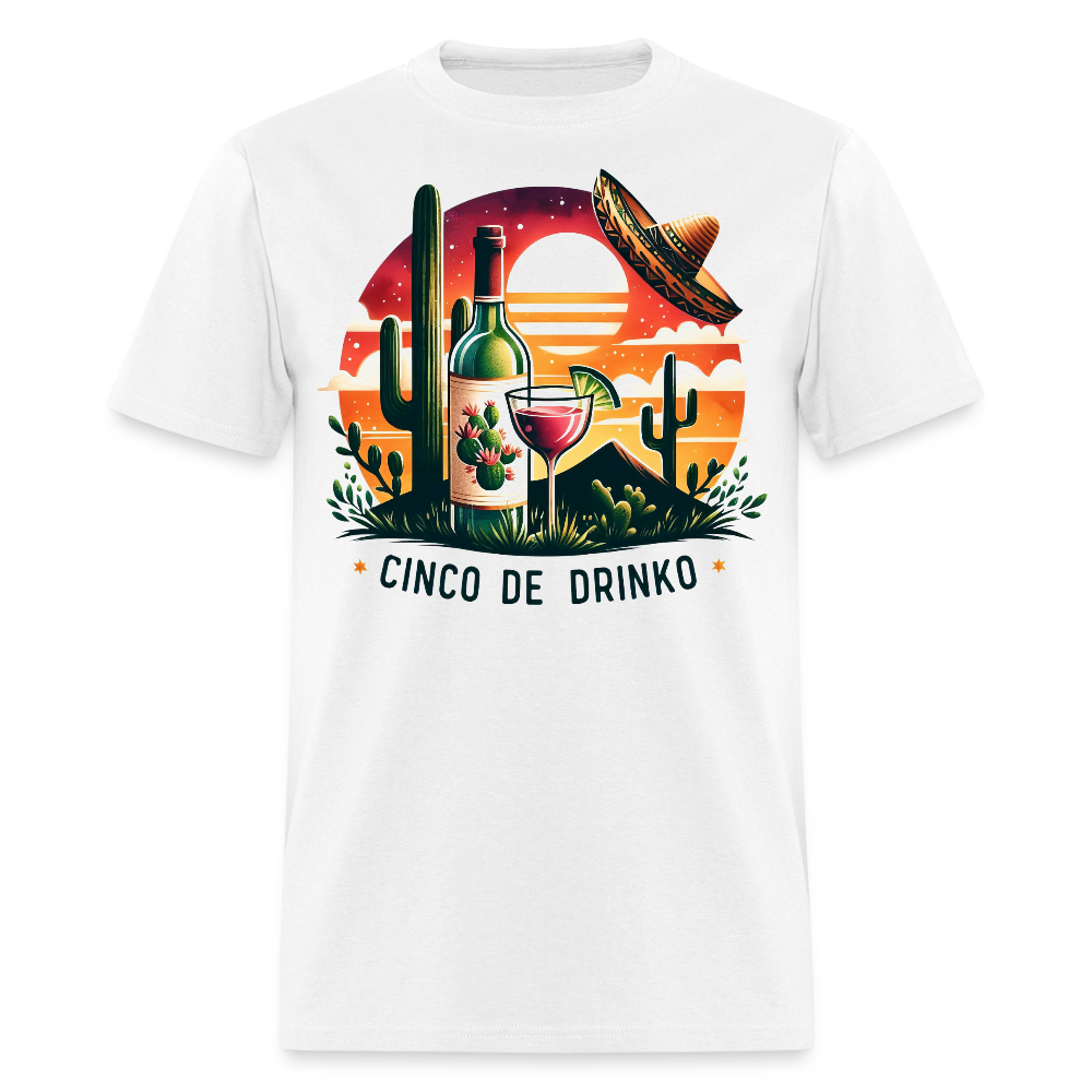 Cinco De Drinko Tee Funny Cinco De Mayo Drinking T-shirt - white