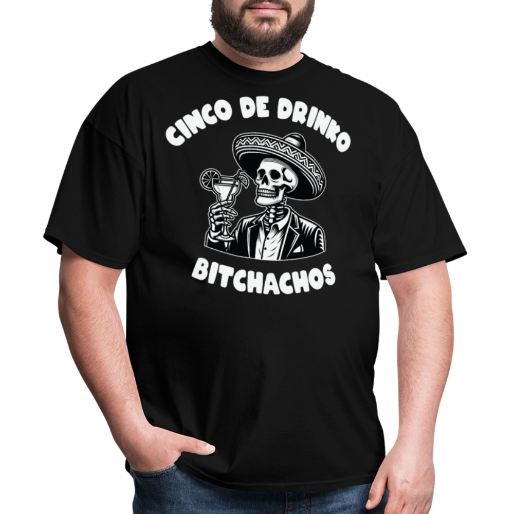 Cinco de Drinko Graphic Tee Skeleton Drinking Margarita T-shirt - black