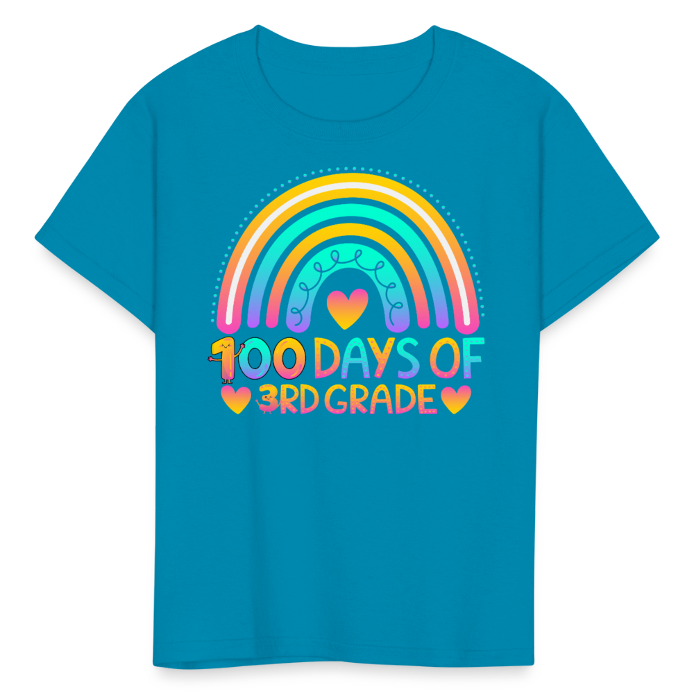 100 Days of 3rd Grade Rainbow Kids' T-Shirt - turquoise