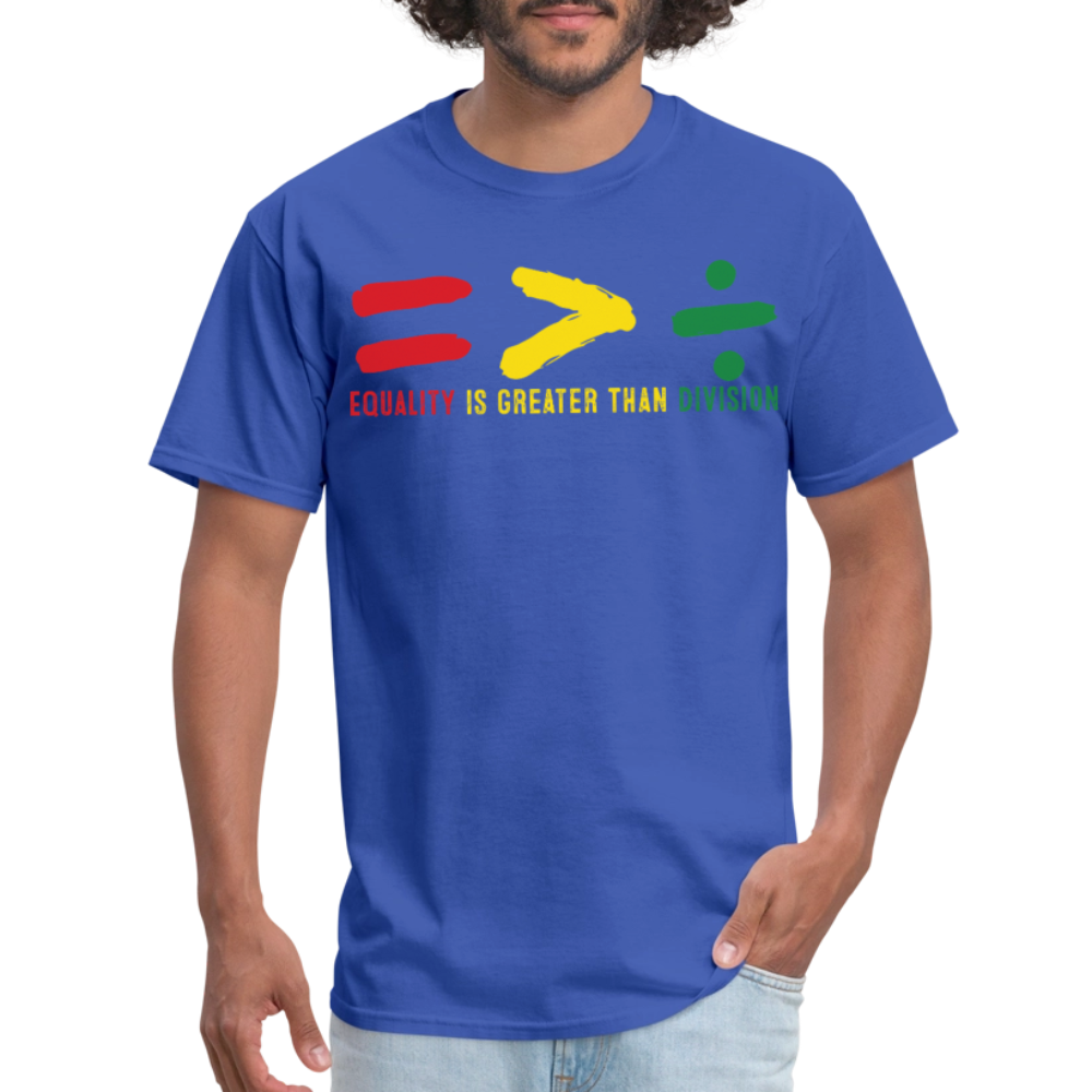 Black History Month Tee Equality Over Division T-Shirt - royal blue