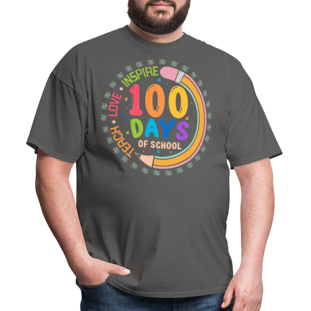 100th Days Of School Shirt For Teachers School Milestone Celebration T-shirt - charcoal