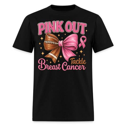 Pink Out Tackle Breast Cancer Football T-Shirt - black