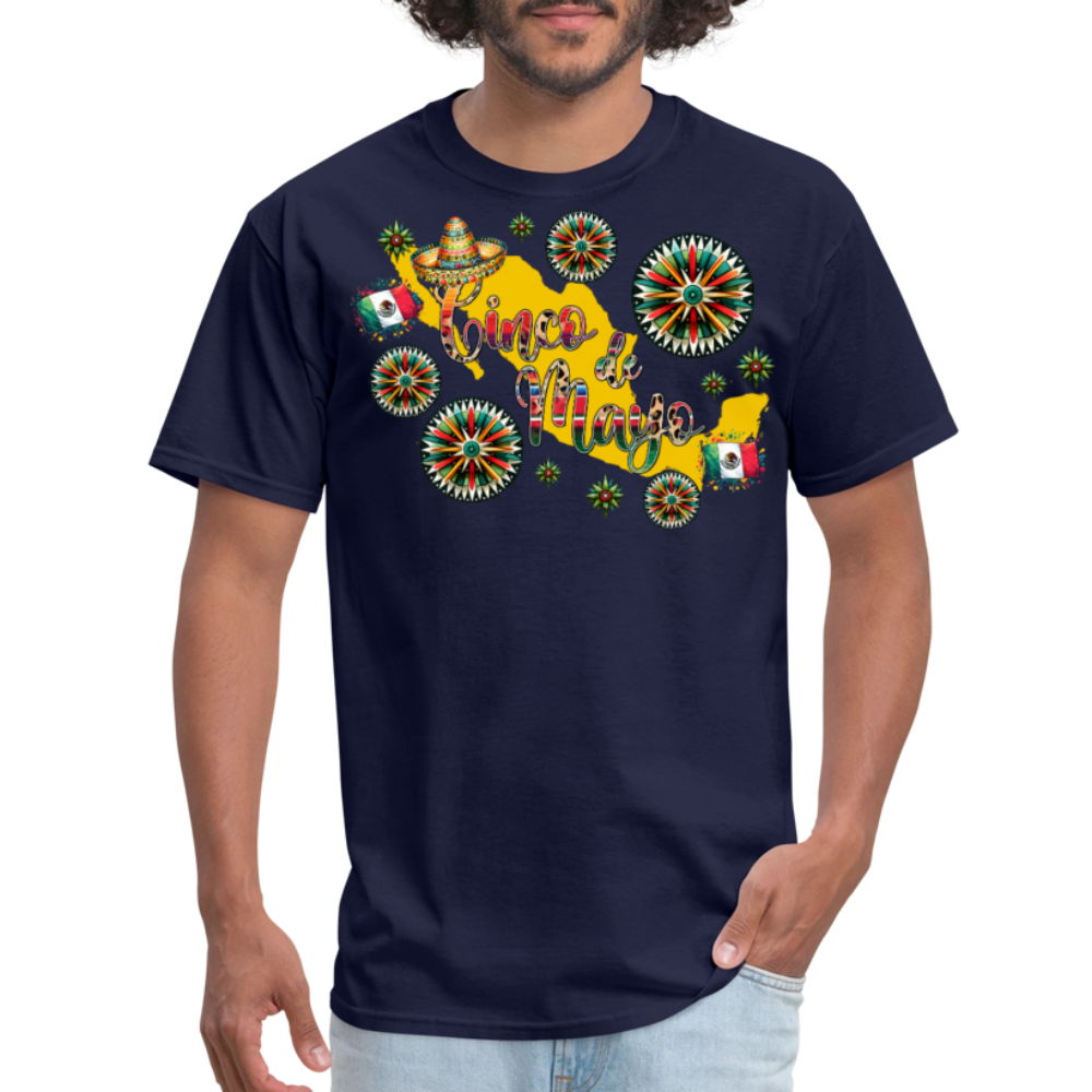 Mexican Pride Tee For Cinco De Mayo Mexico Map Graphic T-shirt - navy