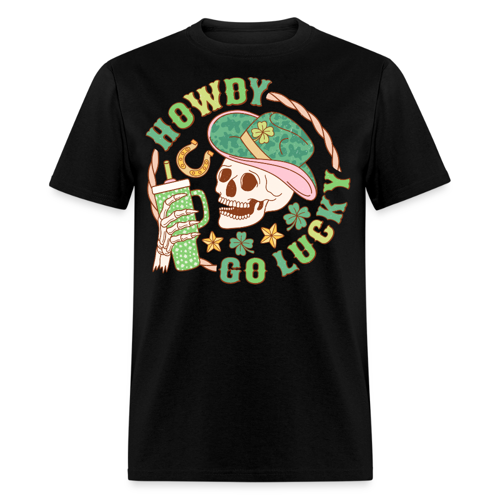 Lucky Cowgirl Skull Graphic Tee Western St Patrick’s Day T-shirt - black