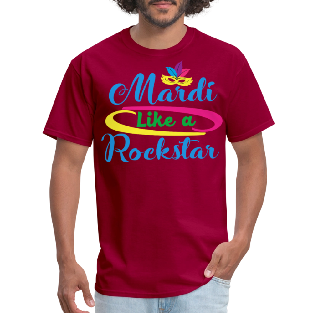 Mardi Gras Rockstar Shirt For Men And Women T-Shirt - dark red