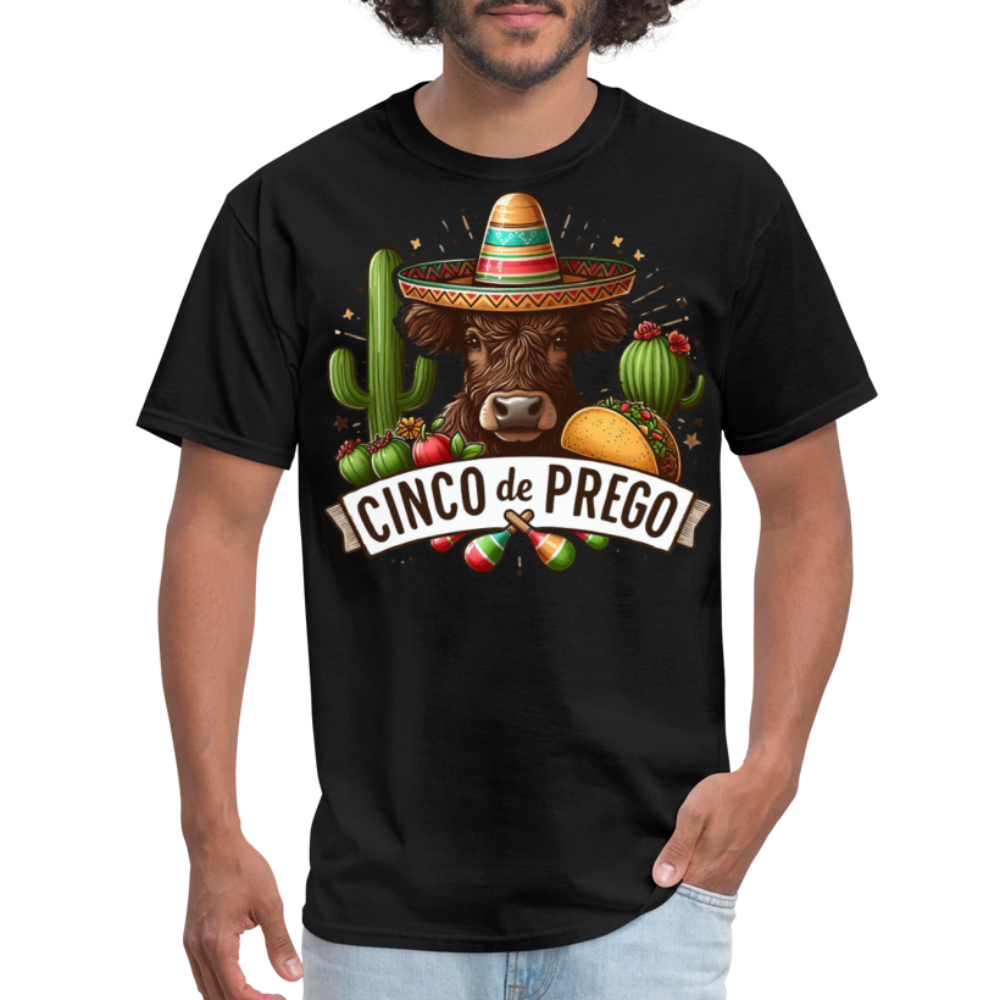 Cinco De Prego Tee  Funny Cinco De Mayo Cow T-shirt - black