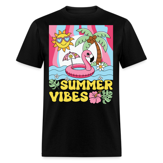 Cute Summer Vibes Tropical Flamingo T-shirt - black
