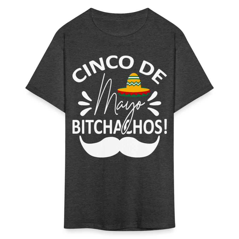 Cinco de Mayo Drinking Shirt with Mustache Funny Fiesta T-shirt - heather black