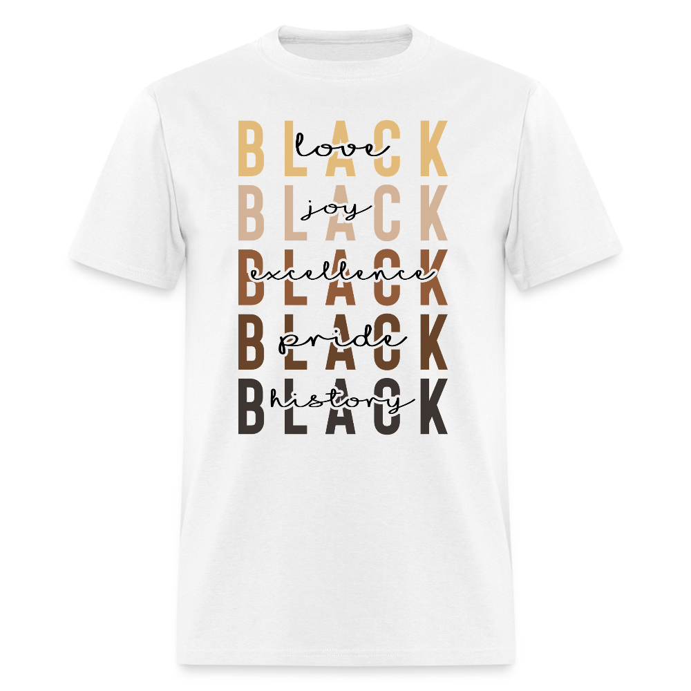 Black History and Culture Apparel Black Pride and Excellence T-shirt - white