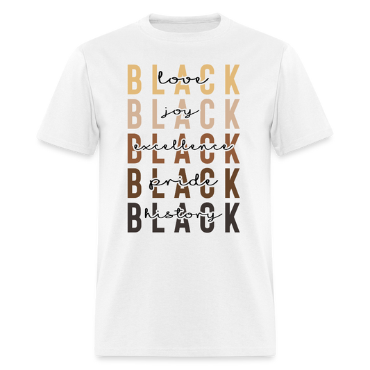 Black History and Culture Apparel Black Pride and Excellence T-shirt - white