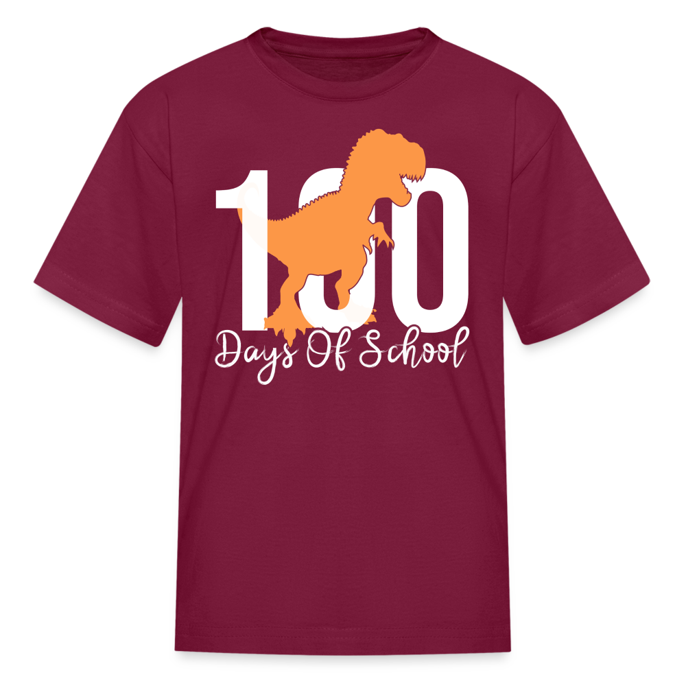 100 Days Of School Dinosaur Shirt Kindergarten Milestone Kids T-shirt - burgundy