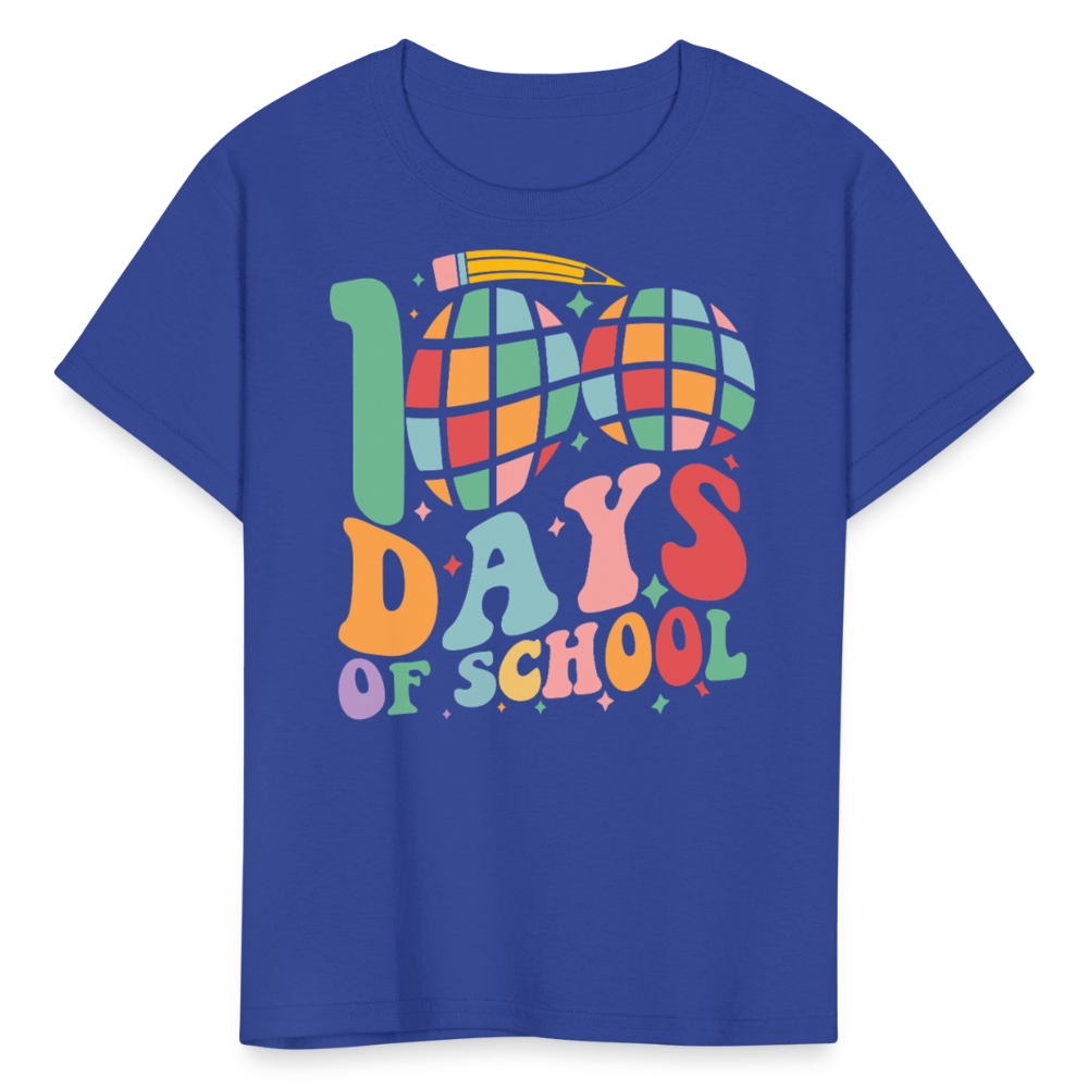 Retro 100 Days Of School Disco Ball Kids T-Shirt - royal blue