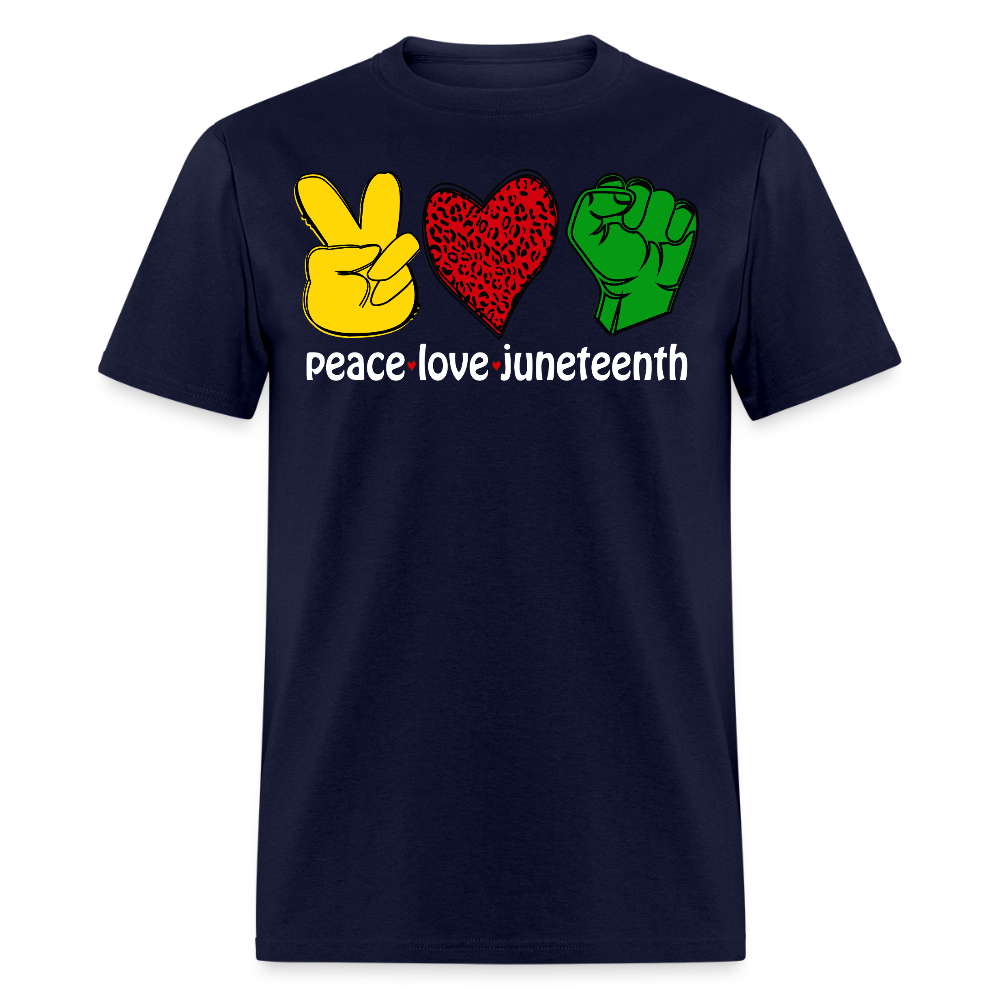 Juneteenth Peace Love African American Pride T-shirt - navy