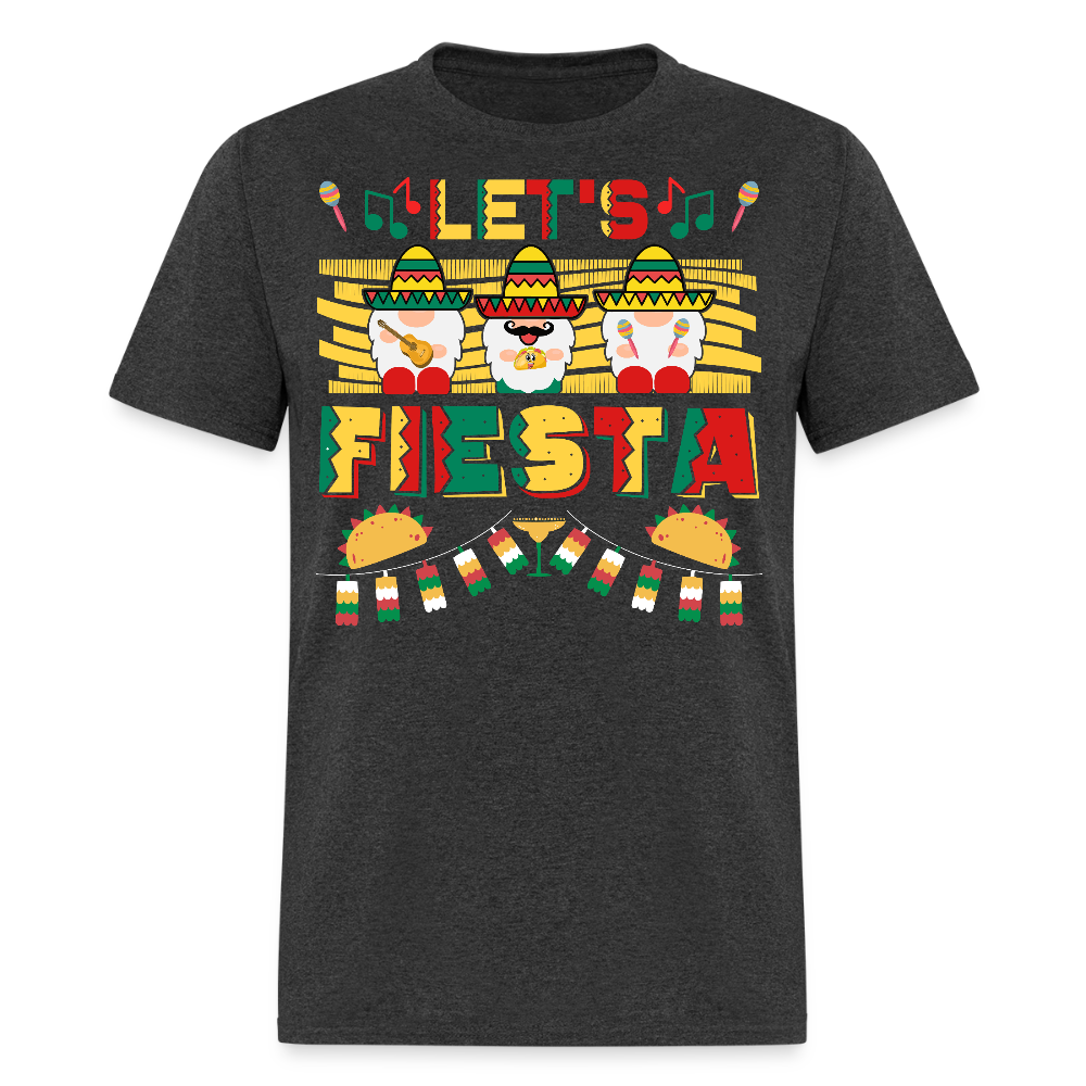 Cute Gnome Mexican Festival Tee Let’s Fiesta Mexican Party T-shirt - heather black
