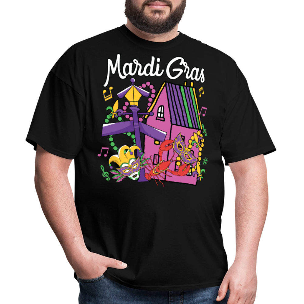 New Orleans Themed Festival Tee For Parades Mardi Gras T-shirt - black