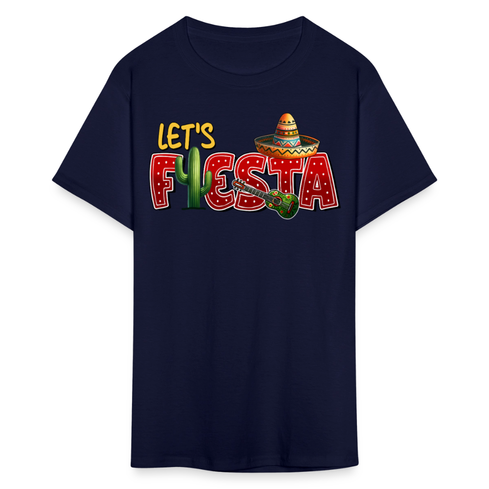 Funny Fiesta Party Graphic Tee Let's Fiesta Mexican Theme T-shirt - navy