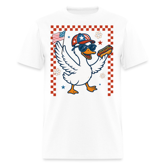 Cute Duck With Hot Dog T-Shirt - white
