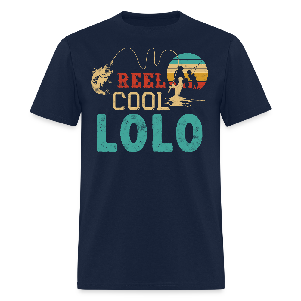 Reel Cool Lolo Retro Fishing Gifts For Grandpa T-shirt - navy