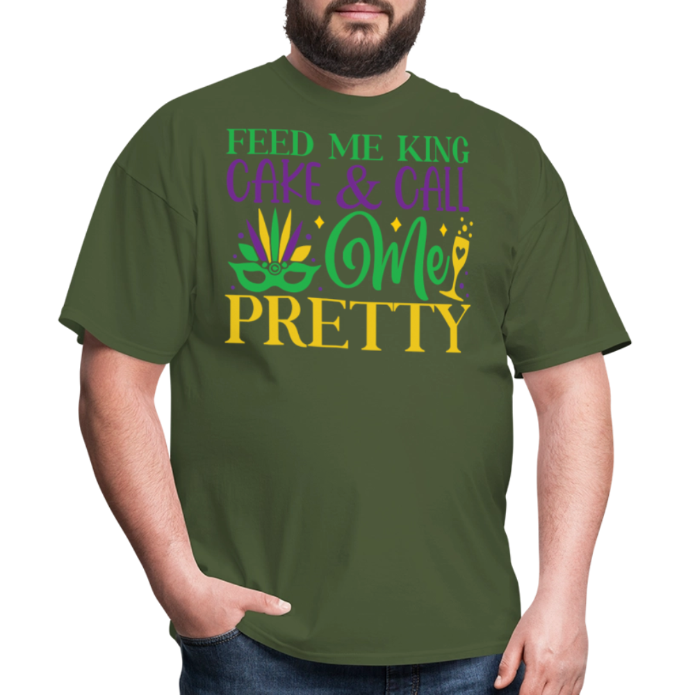 New Orleans Mardi Gras Tee Feed Me King Cake And Call Me Pretty T-shirt - military green