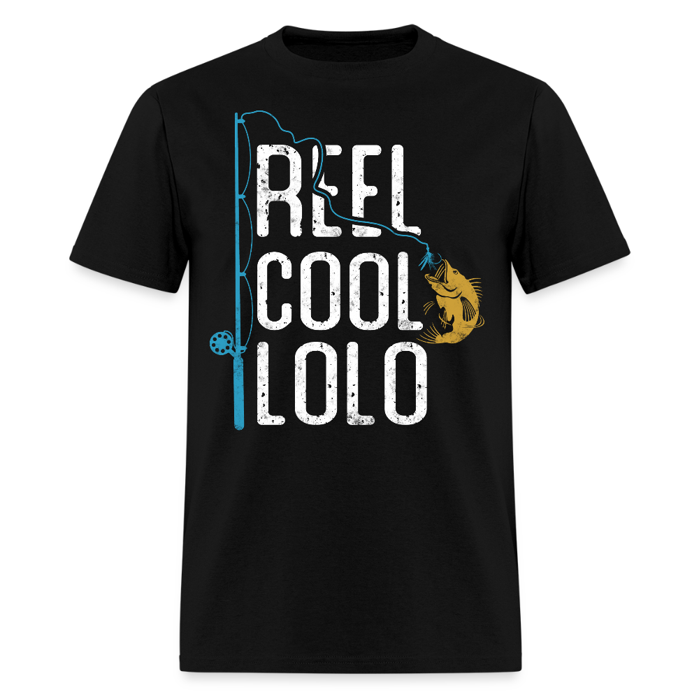 Reel Cool Lolo Tee Grandpa Fishing Gift T-shirt - black
