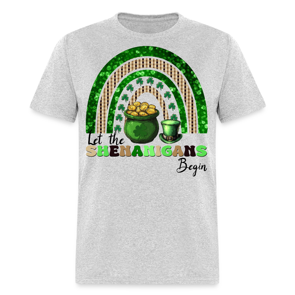 Let The Shenanigans Begin Funny St Patrick's Day T-shirt - heather gray