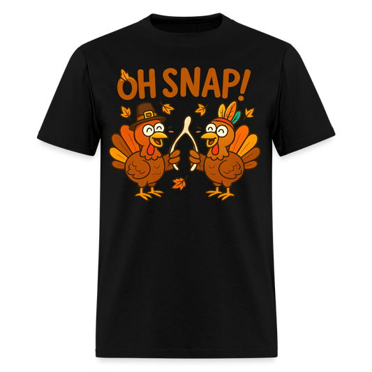 Oh Snap Turkey Wishbone Funny Thanksgiving T-Shirt - black