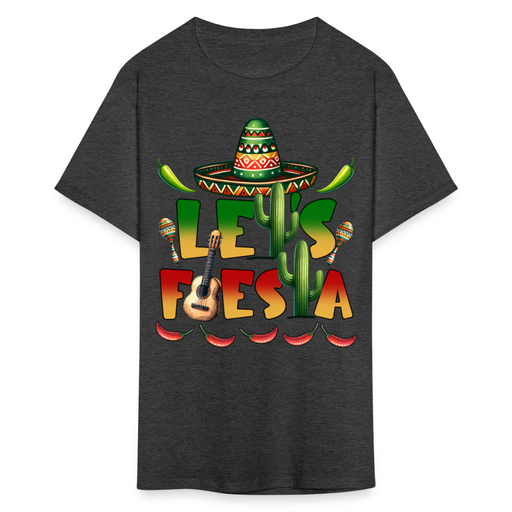 Let's Fiesta Mexican Shirt Sombrero And Cactus Party T-shirt - heather black