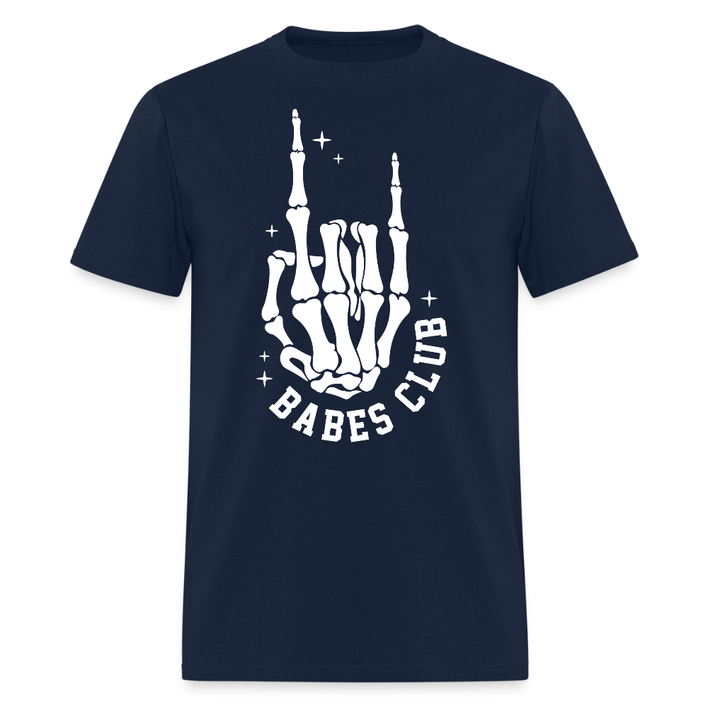 Babes Club Skeleton Hand Rock Lovers T-Shirt - navy