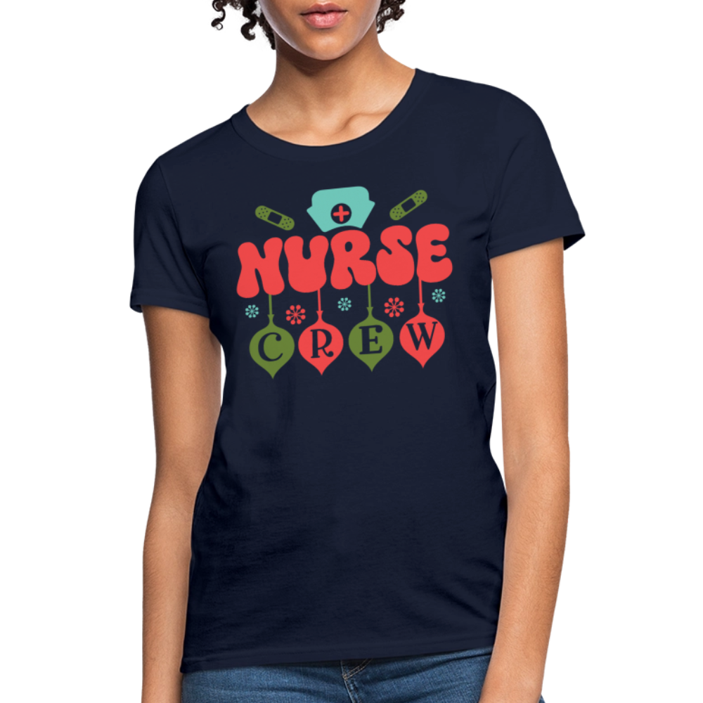 Retro Nurse Crew Christmas T-Shirt - navy
