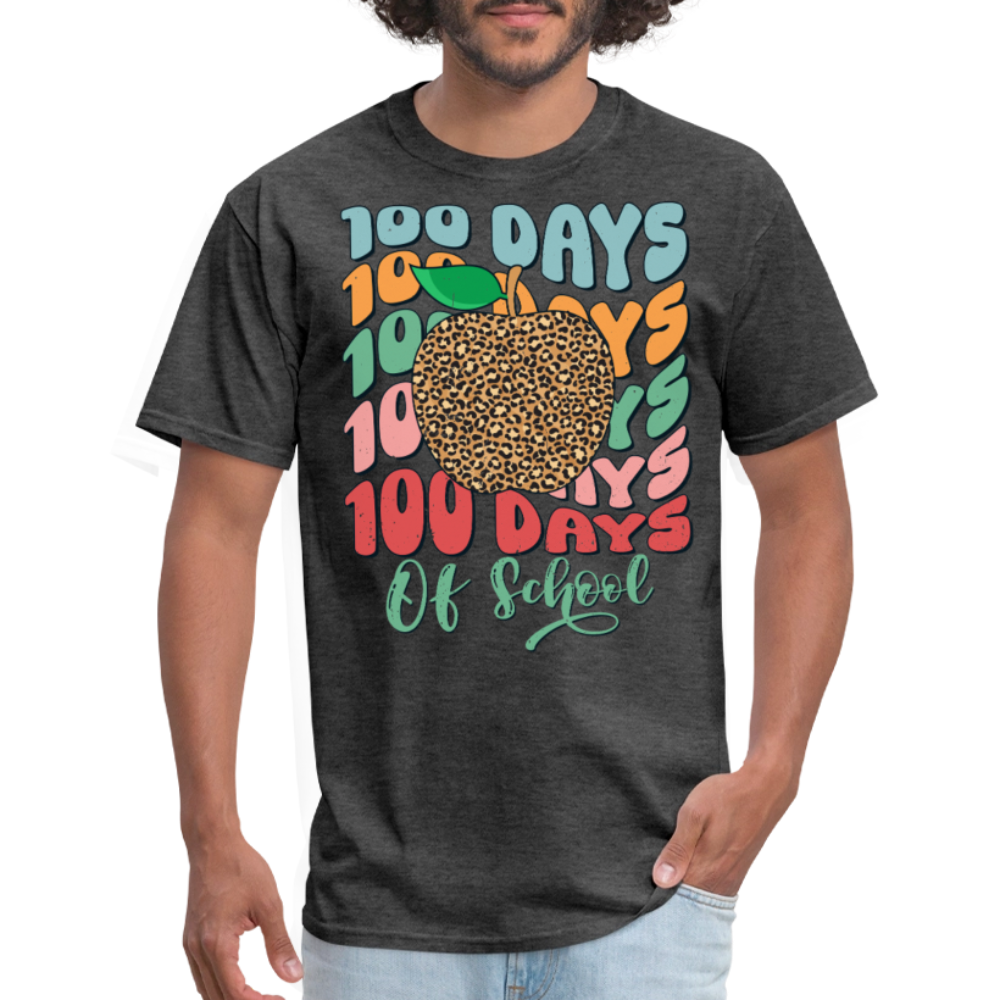 Leopard print 100 Days Of School Teacher Appreciation Gifts T-shirt - heather black