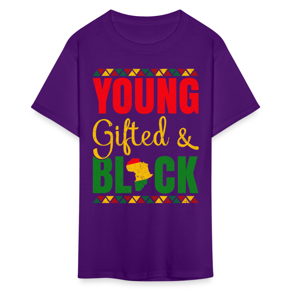 African Heritage Tee Young Gifted and Black T-Shirt - purple