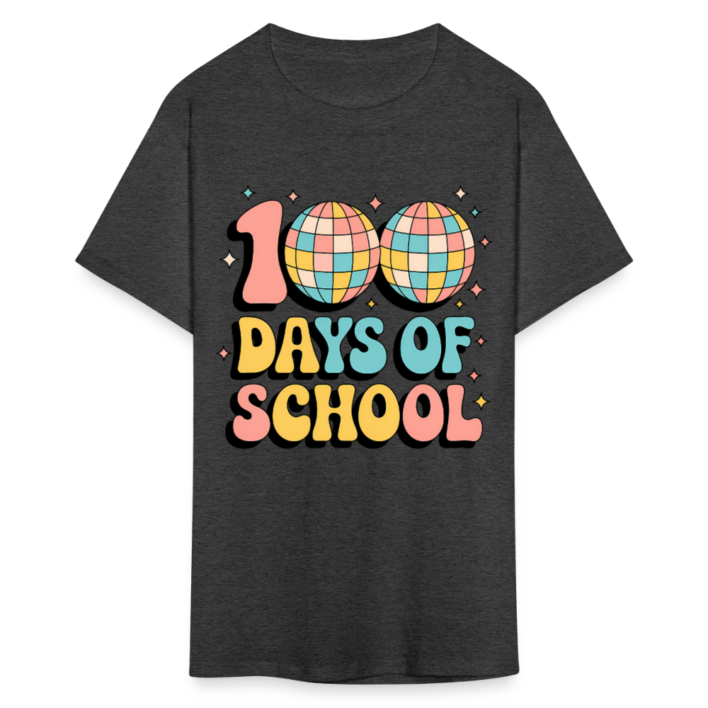 100 Days Of School Tee  For Teachers Funny Disco Theme T-shirt - heather black