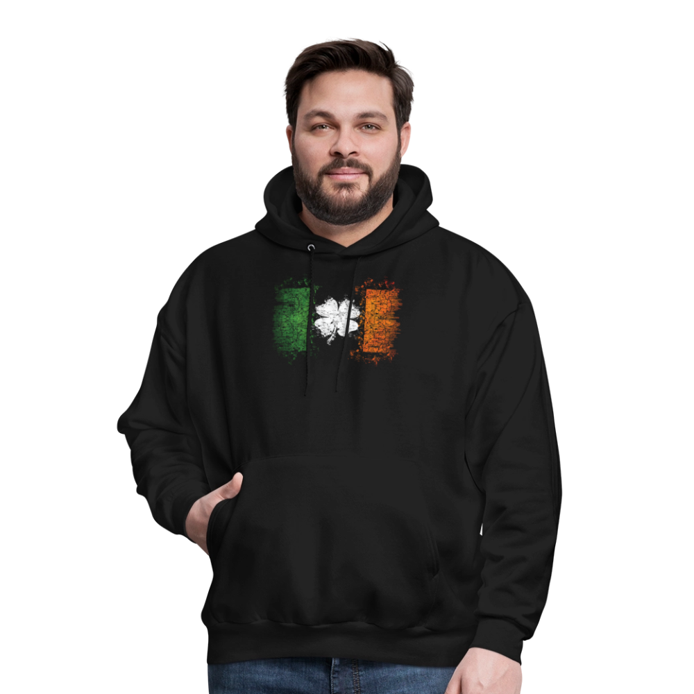 Irish Flag Distressed Shamrock Hoodie - Men's St Patrick's Day - black
