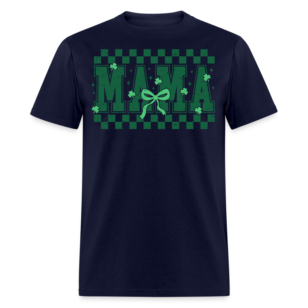 Distressed Lucky Mama Clover St. Patrick's Day Gift Tee - navy