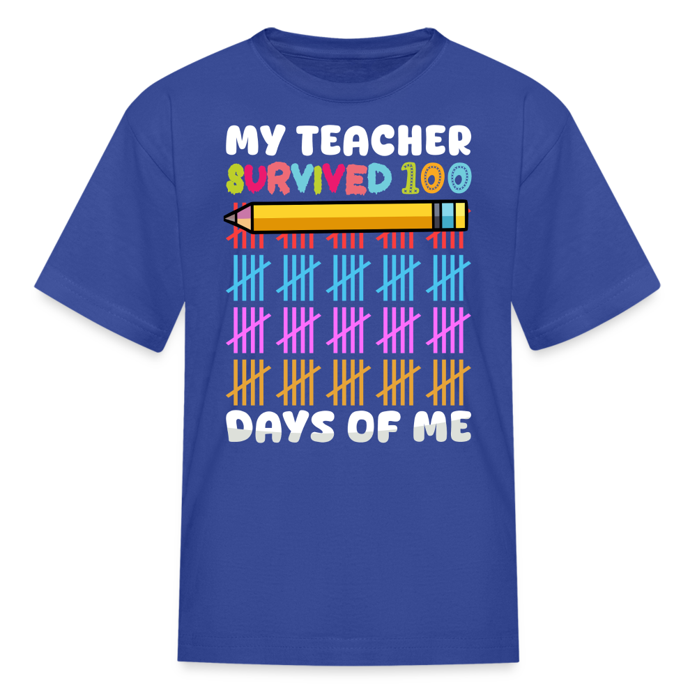 Teacher Survived 100 Days Of School Cute Kids Milestone T-shirt - royal blue