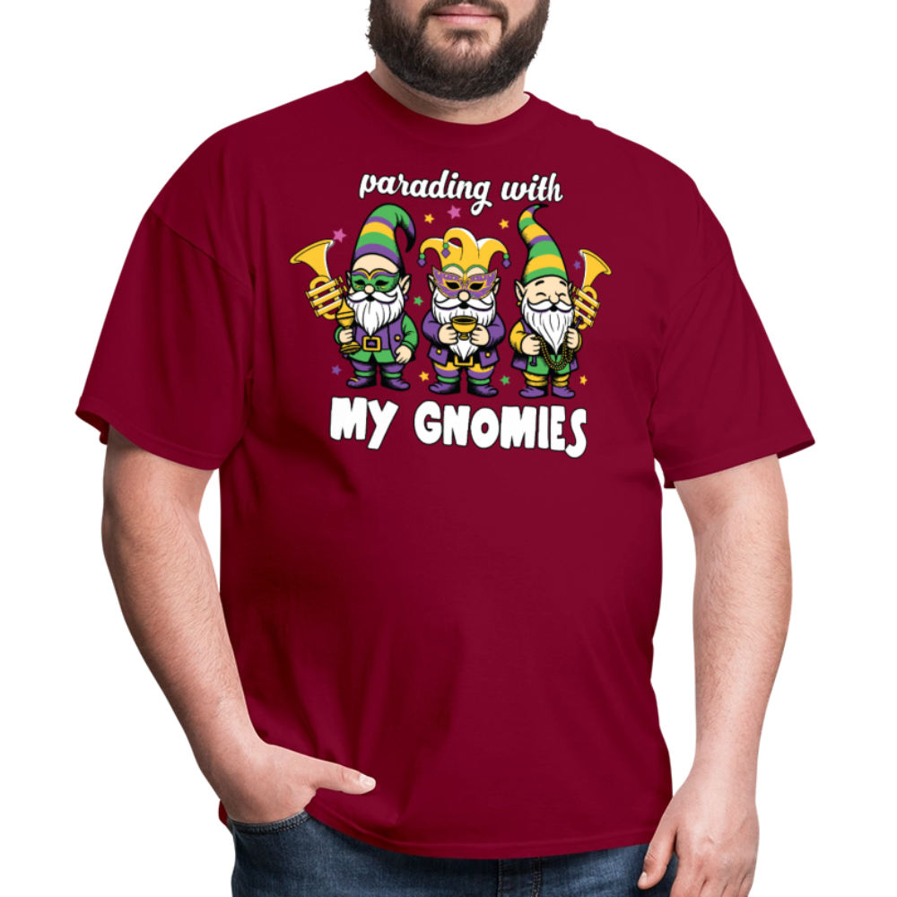 Parading With my Gnomies Festival Shirt Funny Mardi Gras T-shirt - burgundy