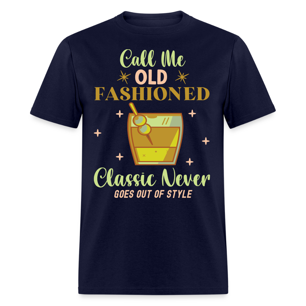 Old Fashioned Cocktail Whiskey Lover T-shirt - navy